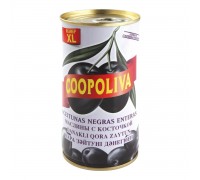 Маслины Coopoliva XL Испанские черные с/к (350 гр)
