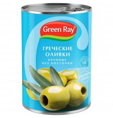 Оливки Green Ray Греческие Гигант б/к (425 мл)