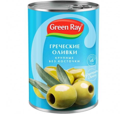 Оливки Green Ray Греческие Гигант б/к (425 мл)