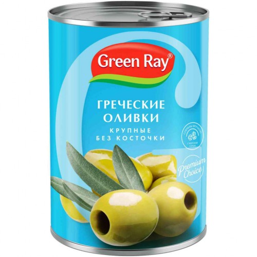 Оливки Green Ray Греческие Гигант б/к (425 мл)