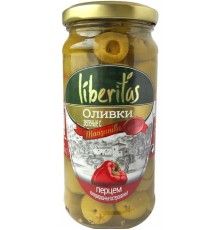 Оливки зеленые Liberitas фаршированные перцем (240 гр)