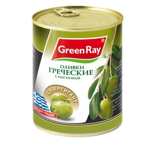 Оливки Green Ray Греческие Супергигант с/к (850 мл)