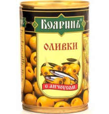 Оливки Бояринъ с анчоусом (314 гр) ж/б