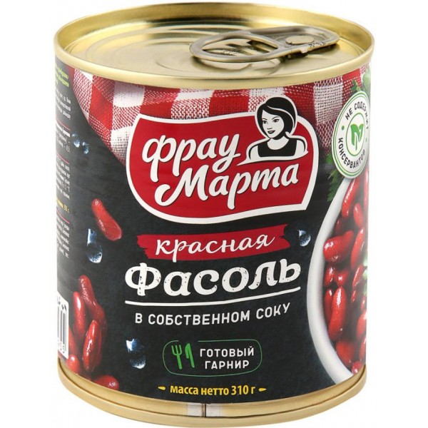 Фасоль красная в собственном соку Фрау Марта (310 гр) Фасоль красная в собственном соку Фрау Марта (310 гр)