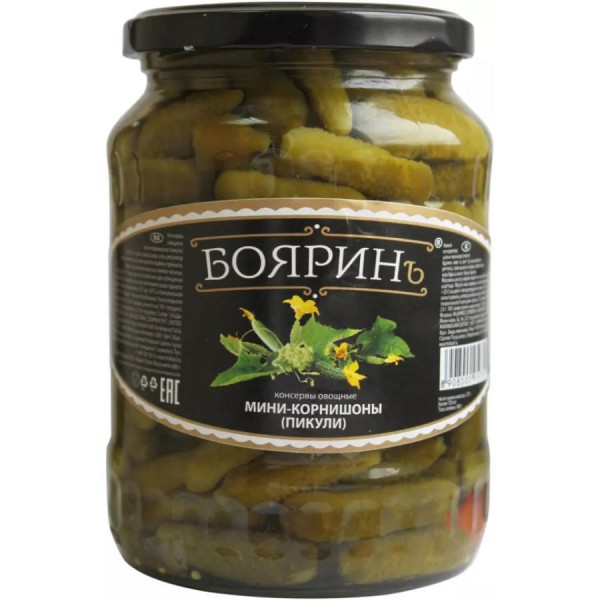 Мини-корнишоны Бояринъ (680 гр) Мини-корнишоны Бояринъ (680 гр)