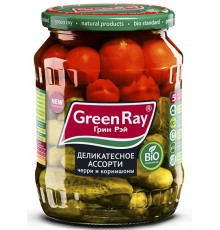 Ассорти овощное Green Ray корнишоны и черри (720 гр)
