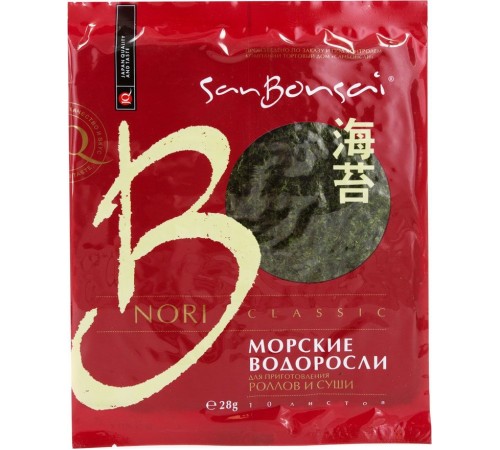 Морские водоросли SanBonsai Суши Нори (28 гр)