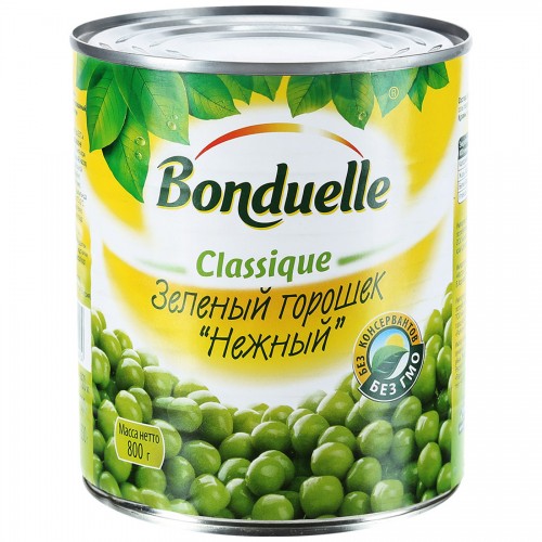 Горошек зеленый Bonduelle Нежный (800 гр)