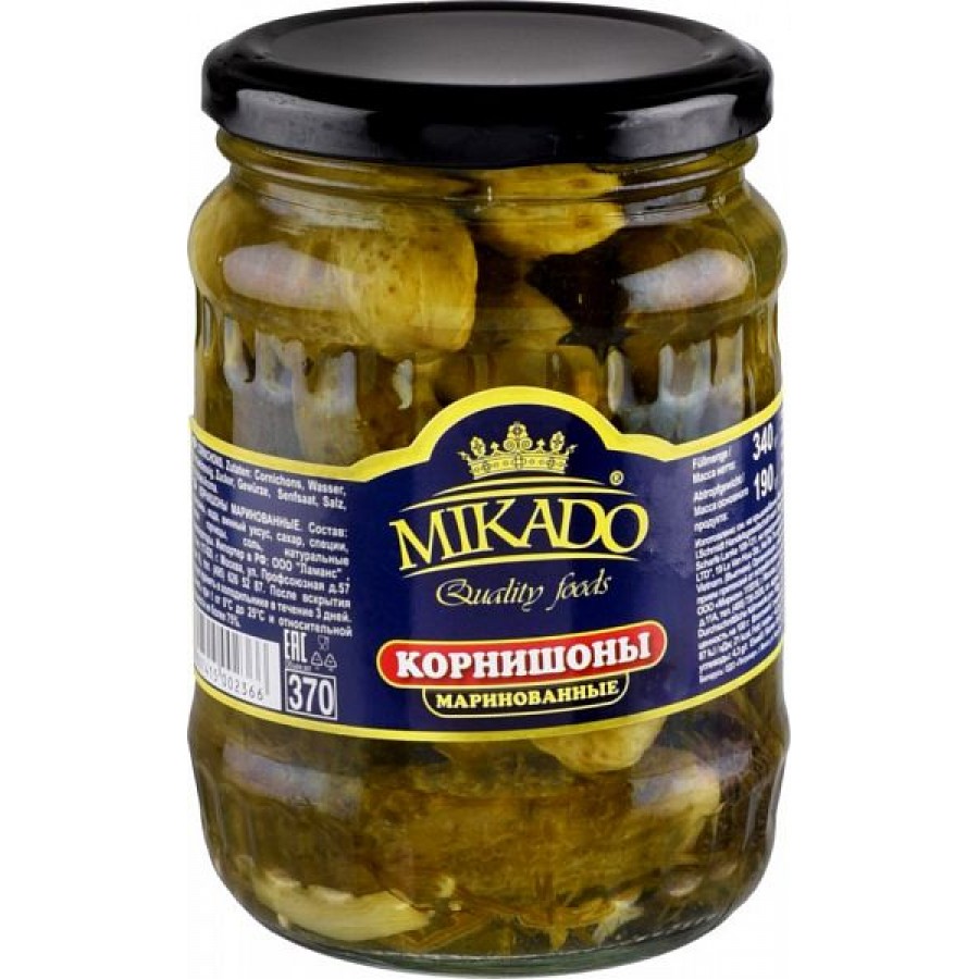 Корнишоны маринованные MIKADO (370 гр)