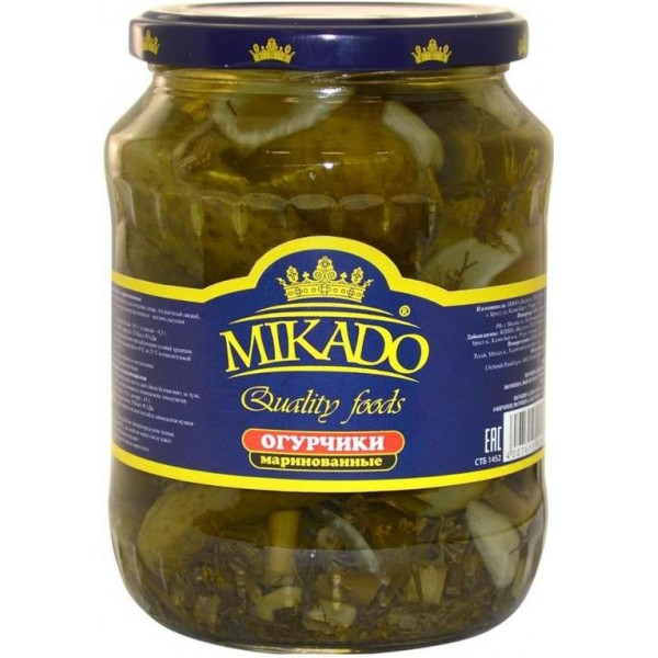 Огурчики маринованные MIKADO (720 мл) Огурчики маринованные MIKADO (720 мл)