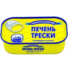 Печень трески Ультрамарин натуральная (120 гр) ж/б