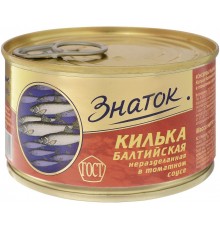 Килька балтийская неразделенная в томатном соусе Знаток (240 гр) ж/б ключ