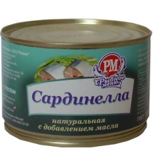 Сардинелла Рыбное меню Натуральная с добавлением масла (230 гр) ж/б