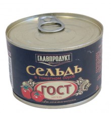 Сельдь атлантическая Главпродукт в томатном соусе (250 гр)