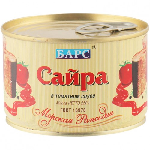 Сайра тихоокеанская в томатном соусе Барс (250 гр) ж/б ключ