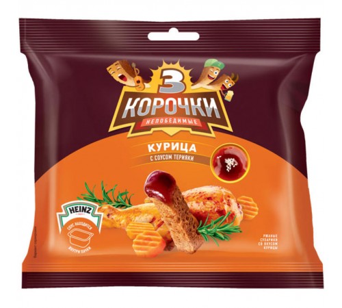 Сухарики ржаные Три корочки Курица с соусом терияки (60 гр)