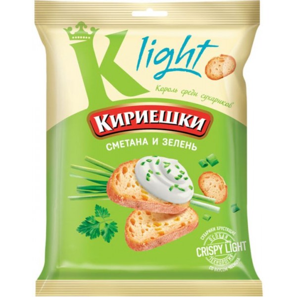 Сухарики Кириешки Light Сметана с зеленью (80 гр) Сухарики Кириешки Light Сметана с зеленью (80 гр)