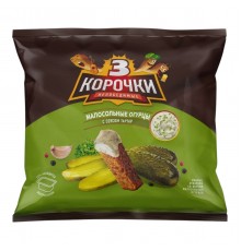 Сухарики ржаные Три корочки Малосольные огурцы + соус Тартар (60 гр)