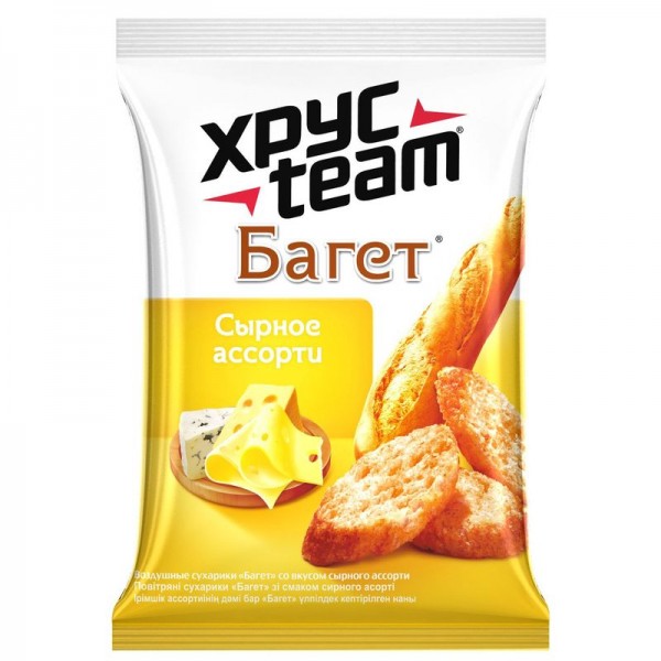 Сухарики ХрустTeam Багет Сырное ассорти (60 гр)