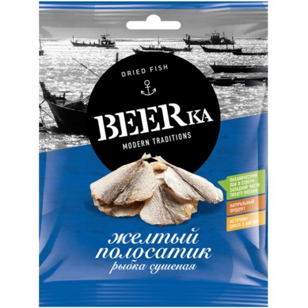Жёлтый полосатик сушёно-вяленый Beerka (25 гр) Жёлтый полосатик сушёно-вяленый Beerka (25 гр)