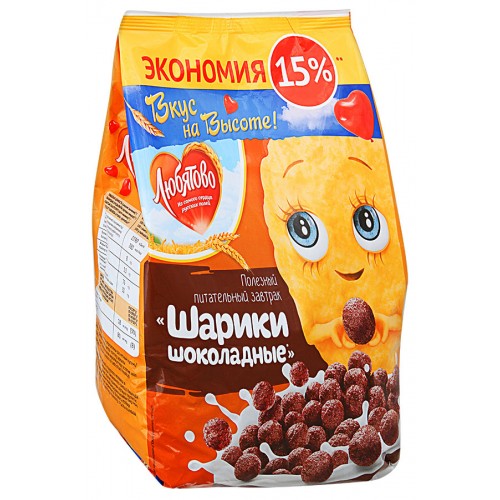 Шарики шоколадные Любятово Готовый завтрак (350 гр)