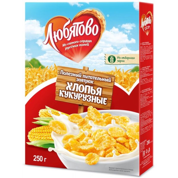 Хлопья кукурузные Любятово Готовый завтрак (250 гр) Хлопья кукурузные Любятово Готовый завтрак (250 гр)