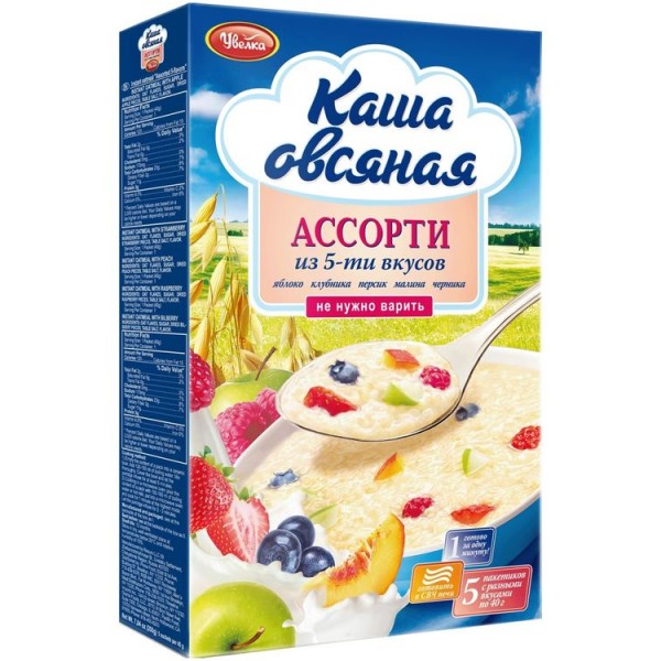 Каша овсяная Увелка Ассорти из пяти вкусов (5*40 гр) Каша овсяная Увелка Ассорти из пяти вкусов (5*40 гр)