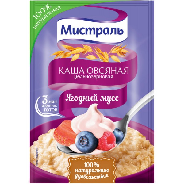 Каша овсяная Мистраль Ягодный мусс (40 гр) Каша овсяная Мистраль Ягодный мусс (40 гр)