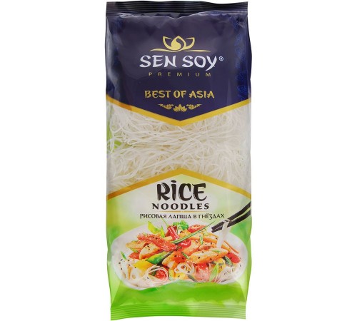 Лапша рисовая Sen Soy Premium Rice Noodles в гнёздах (400 гр)