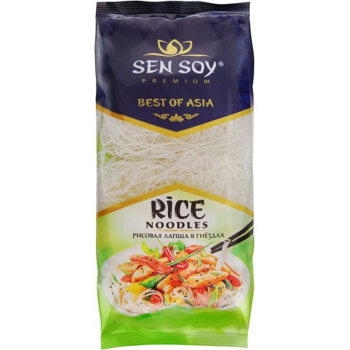 Лапша рисовая Sen Soy Premium Rice Noodles в гнёздах (400 гр)