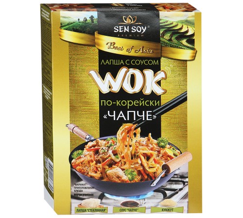 Лапша Sen Soy Wok с соусом по-корейски Чапче (235 гр)