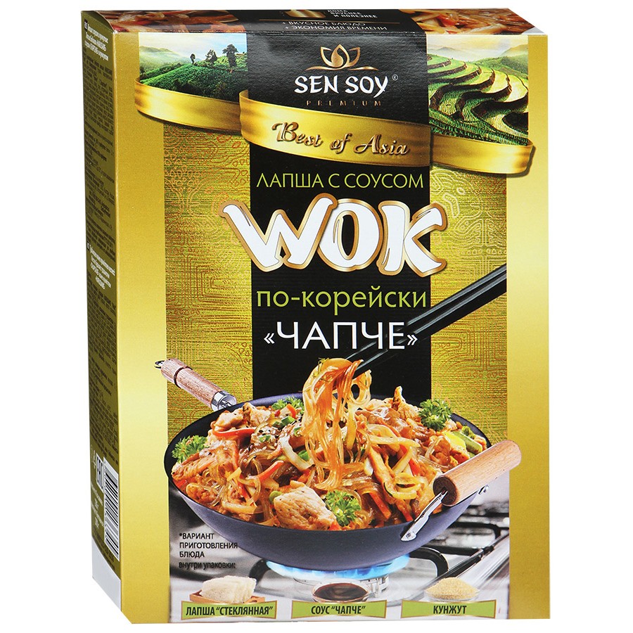 Лапша Sen Soy Wok с соусом по-корейски Чапче (235 гр)