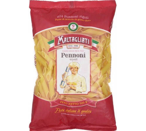 Макароны Maltagliati Pennoni rigati Перо рифленое (500 гр)