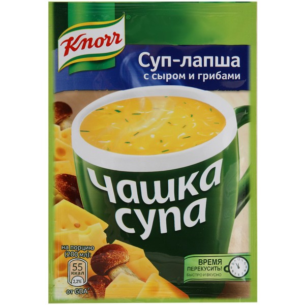 Суп Knorr Чашка супа С сыром и грибами (15.5 гр) Суп Knorr Чашка супа С сыром и грибами (15.5 гр)
