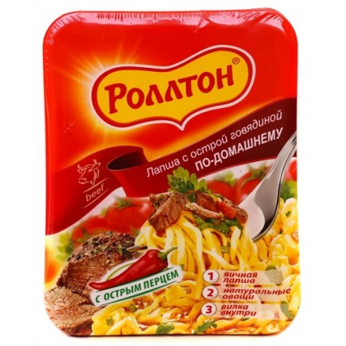 Лапша Роллтон По-домашнему С острой говядиной (100 гр)
