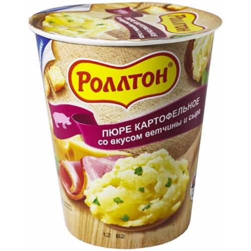 Пюре картофельное Роллтон Ветчина и сыр (55 гр) стакан