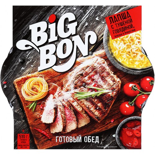 Лапша Big Bon с тушеной говядиной зеленью и пряностями (110 гр)