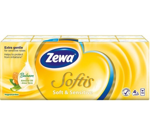 Платочки носовые Zewa Softis Sensitive (10*9 шт)