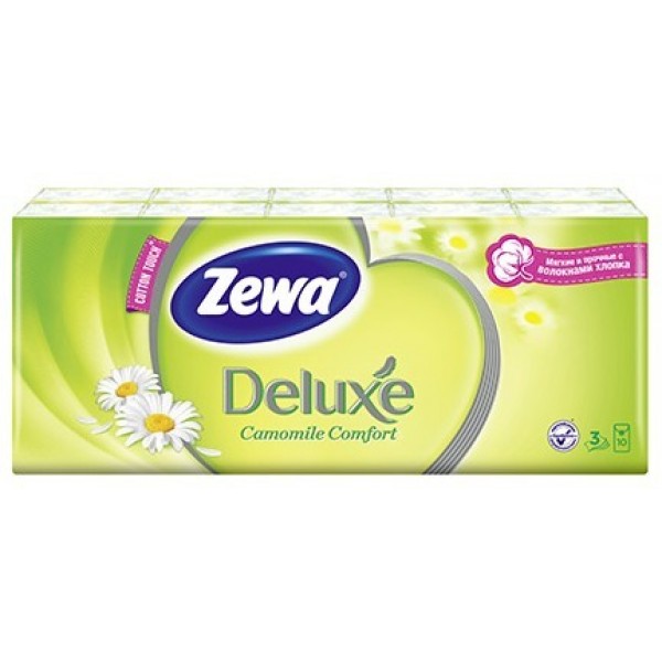 Платочки носовые Zewa Deluxe Ромашка (10*10 шт)