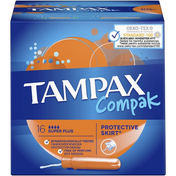 Тампоны Tampax Compak Super Plus с аппликатором (16 шт) Тампоны Tampax Compak Super Plus с аппликатором (16 шт)
