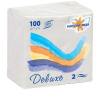 Салфетки бумажные Мягкий знак Deluxe 2-х слойные (100 шт)
