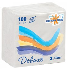 Салфетки бумажные Мягкий знак Deluxe 2-х слойные (100 шт)