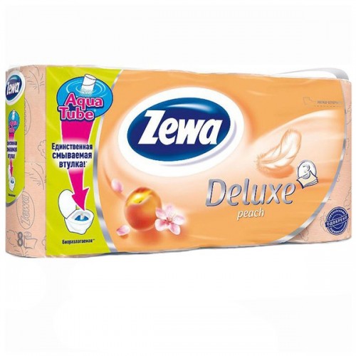 Туалетная бумага Zewa Deluxe трехслойная Персик (8 шт)