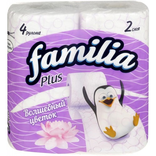 Туалетная бумага Familia Plus Волшебный цветок двухслойная (4 шт)