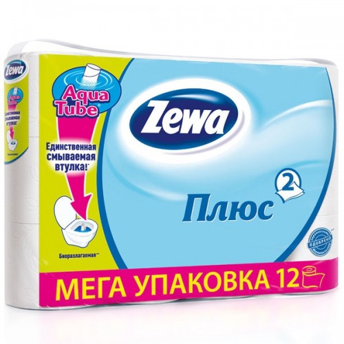 Туалетная бумага Zewa Плюс двухслойная Белая (12 шт)