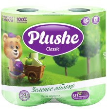 Туалетная бумага Plushe Classic двухслойная Зеленое яблоко (4 шт)