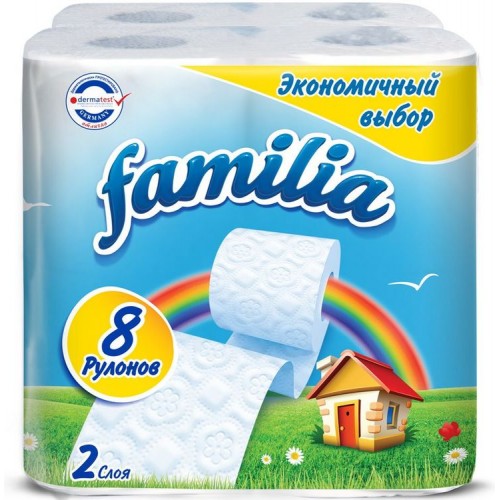 Туалетная бумага Familia Plus Радуга двухслойная (8 шт)