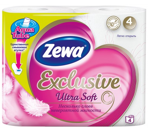 Туалетная бумага Zewa Exclusive четырехслойная UltraSoft (4 шт)