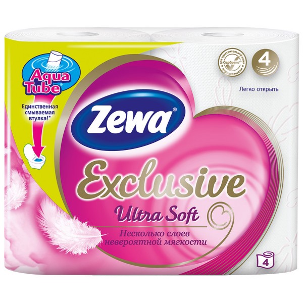 Туалетная бумага Zewa Exclusive четырехслойная UltraSoft (4 шт) Туалетная бумага Zewa Exclusive четырехслойная UltraSoft (4 шт)