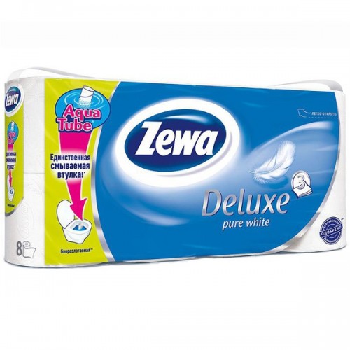 Туалетная бумага Zewa Deluxe трехслойная Белая (8 шт)